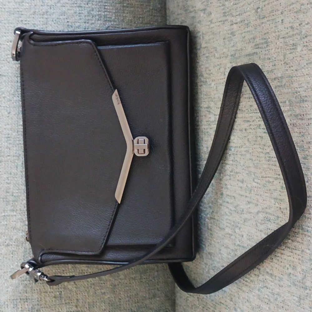 Botkier Leather Crossbody Bag Purse Handbag Thin Strap Small Black